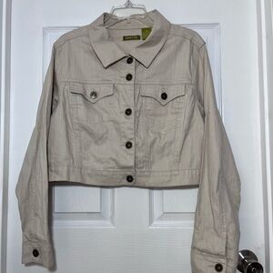 Zana Di Light Beige Plus Cropped Jean Jacket